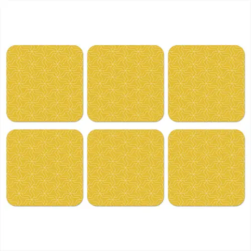 Wit - Geel - Patroon - Geometrisch onderzetter kurk middel 366 -3d