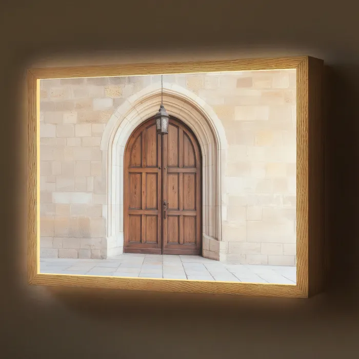 Houten - Deur - Lantaarn Light Box met batterij (Wandlamp) middel -z3d_website