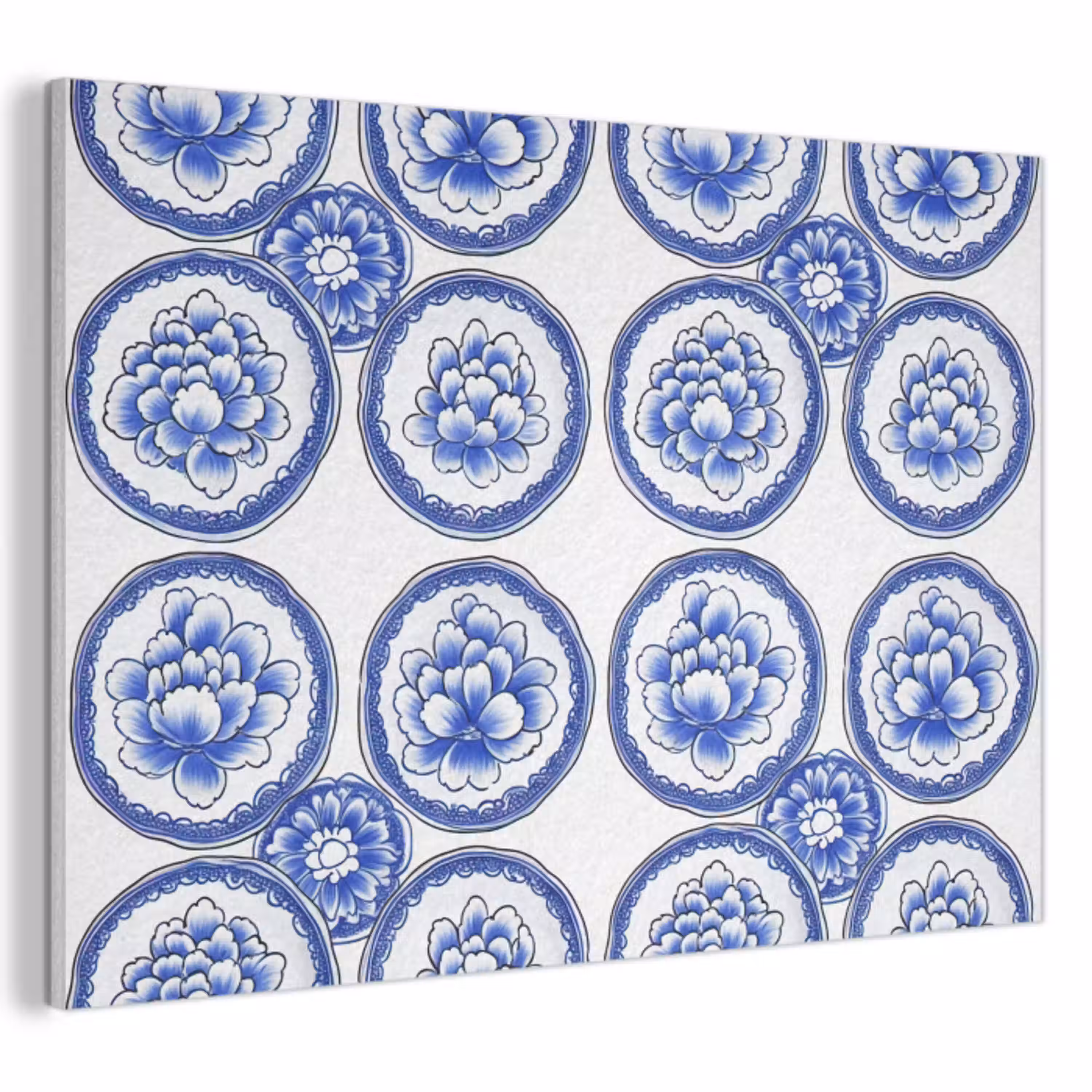 Cirkels - Bloemen - Blauw PET vilt klein 837 -3d