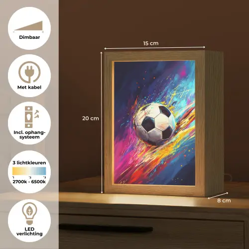 Voetbal - Kleurrijk - Abstract - Penseelstreken Light Box met kabel klein -USP_NL