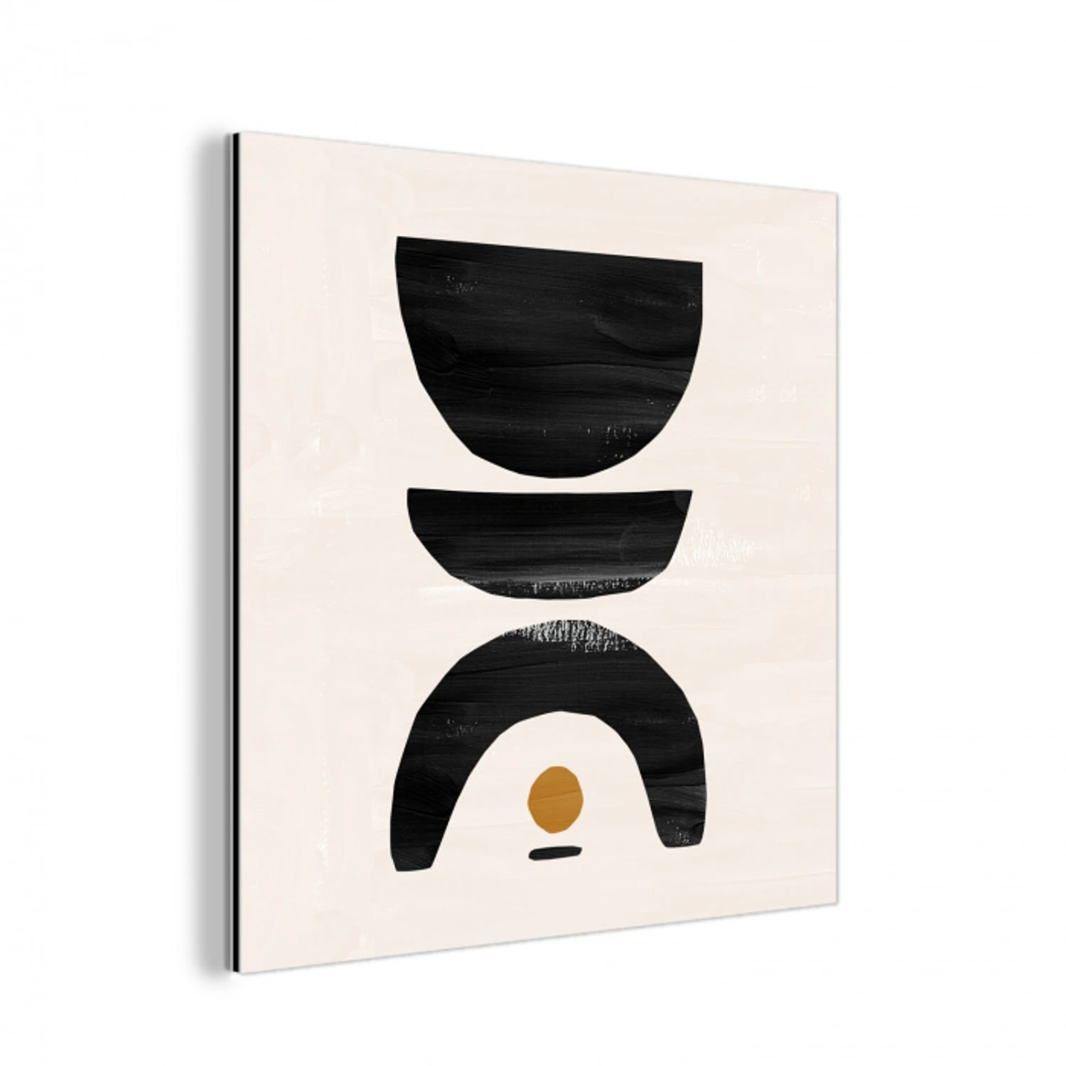 Abstract - Halve cirkel - Kunst - Zwart wit aluminium wit klein -3d