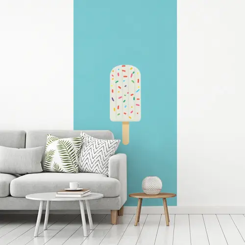 Ijsje - Stokje - Sprinkles - Lichtblauw fotobehang vinyl groot -woonkamer