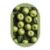 Appels - Groen - bladeren Wandcirkel Ovaal Glas middel -3d