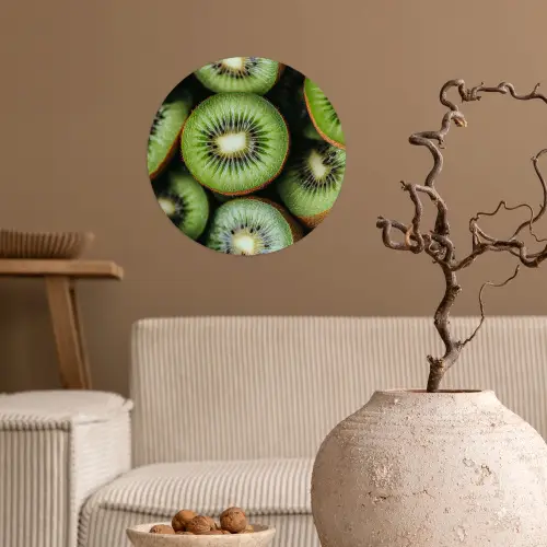 Kiwi - Fruit - Groen Wandcirkel behangsticker klein -sfeer1