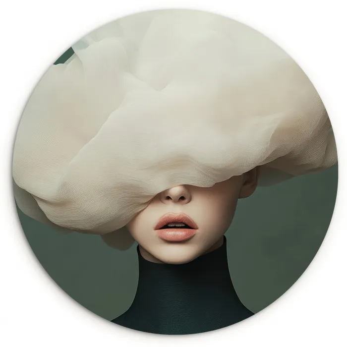 Hoed - Vrouw - Beige Wandcirkel kunststof plaat 5mm dik klein -3d