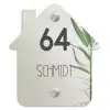 Lichtbeige met plant - Modern Naambord Huisje klein -3d
