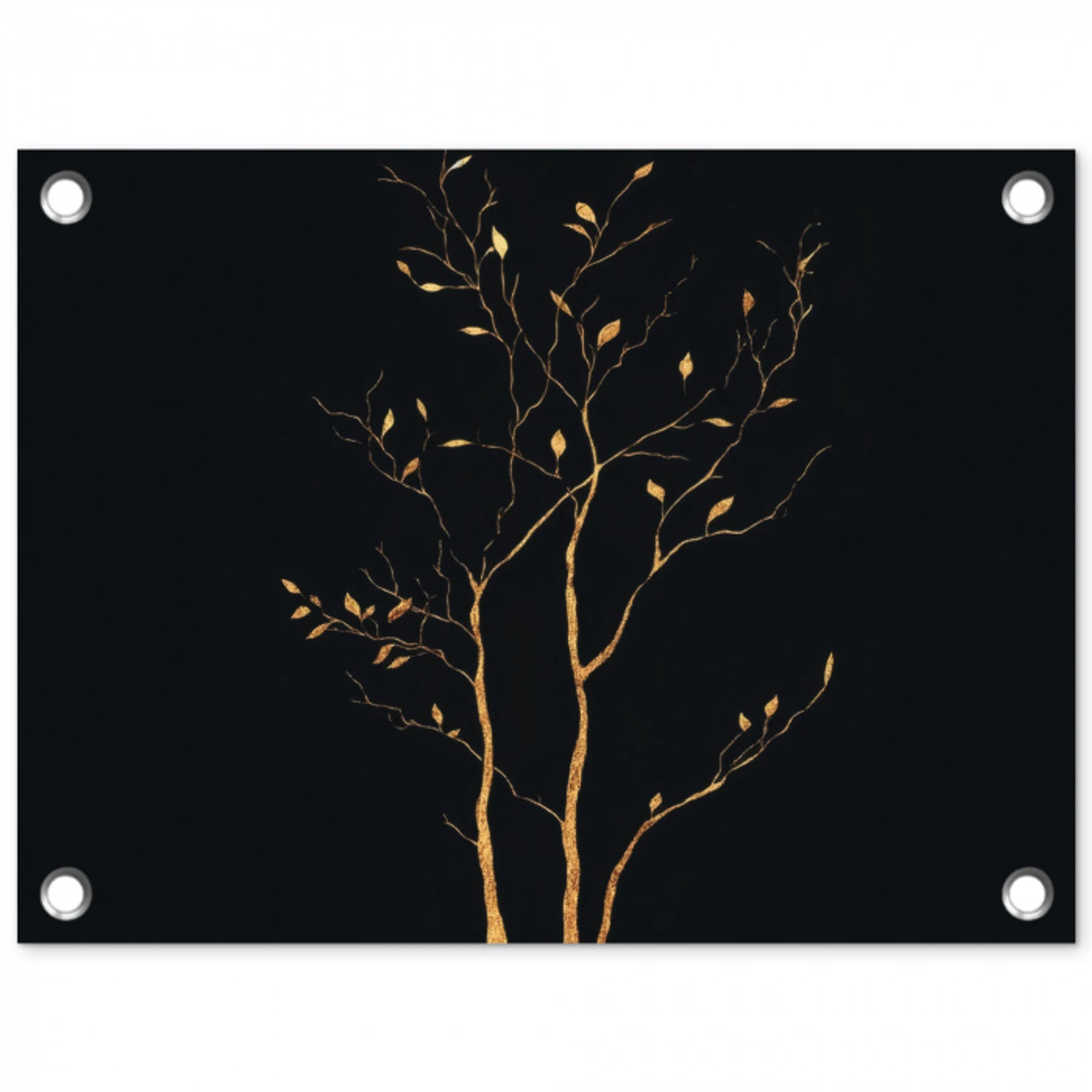 Takken - Blaadjes - Zwart tuinposter los doek klein -3d