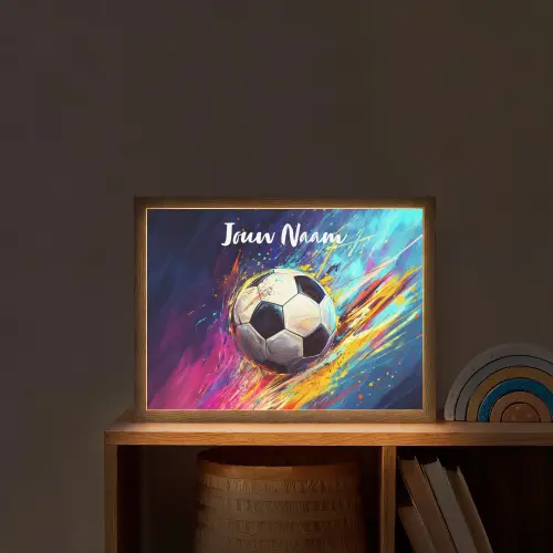 Neon - Voetbal - Kleurrijk Light Box met batterij (Wandlamp kind) middel -sfeer1_kind
