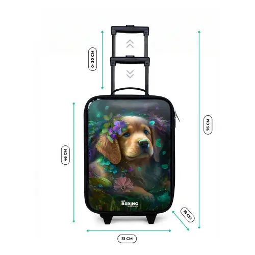 Bruine hond tussen de bloemen Kinderkoffer - Zwart klein -productfoto_formaten