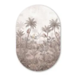 Jungle - Dieren - Palmbomen Wandcirkel Ovaal Forex klein -3d