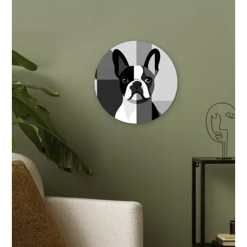 Buldog - Zwart - Abstract - Vlakken Wandcirkel plexiglas klein -sfeer3