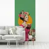 Retro - Vrouw - Stad - Zon fotobehang vinyl groot -woonkamer