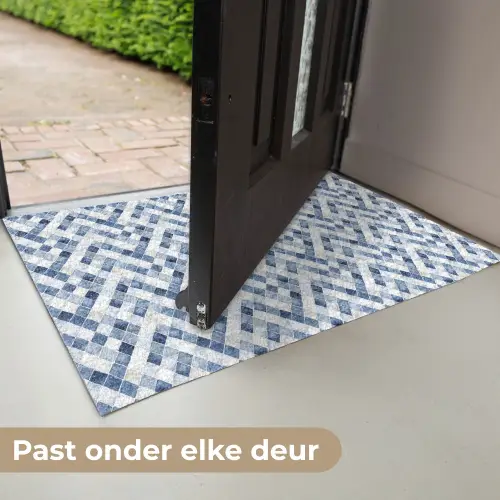 Diamant - Patroon - Blauw - Wit Deurmat klein 898 -USP_NL