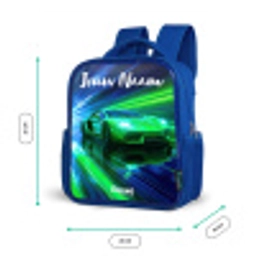 Sportauto - Groen - Snelheidslijnen - Neon Kinderrugzak - Blauw middel -productfoto_formaten