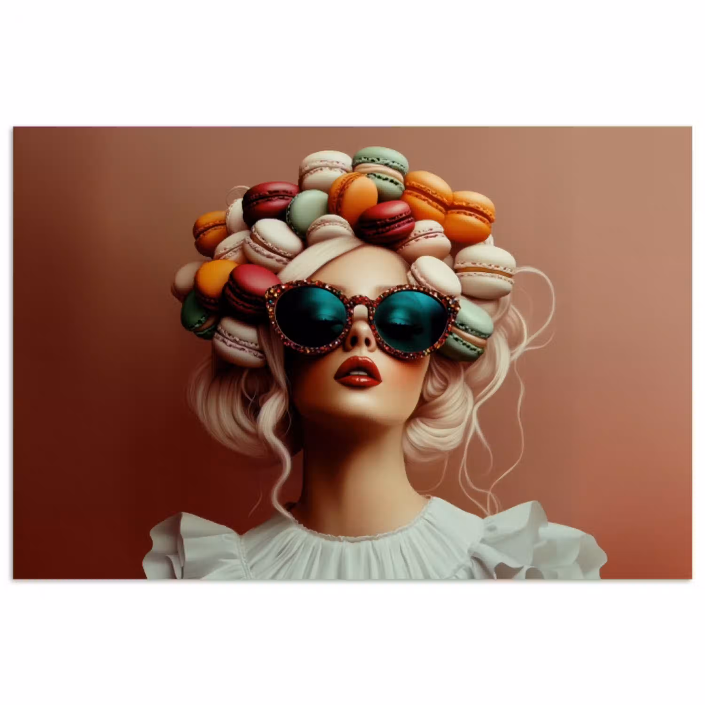 Vrouw - Macarons - Bril poster papier klein -3d