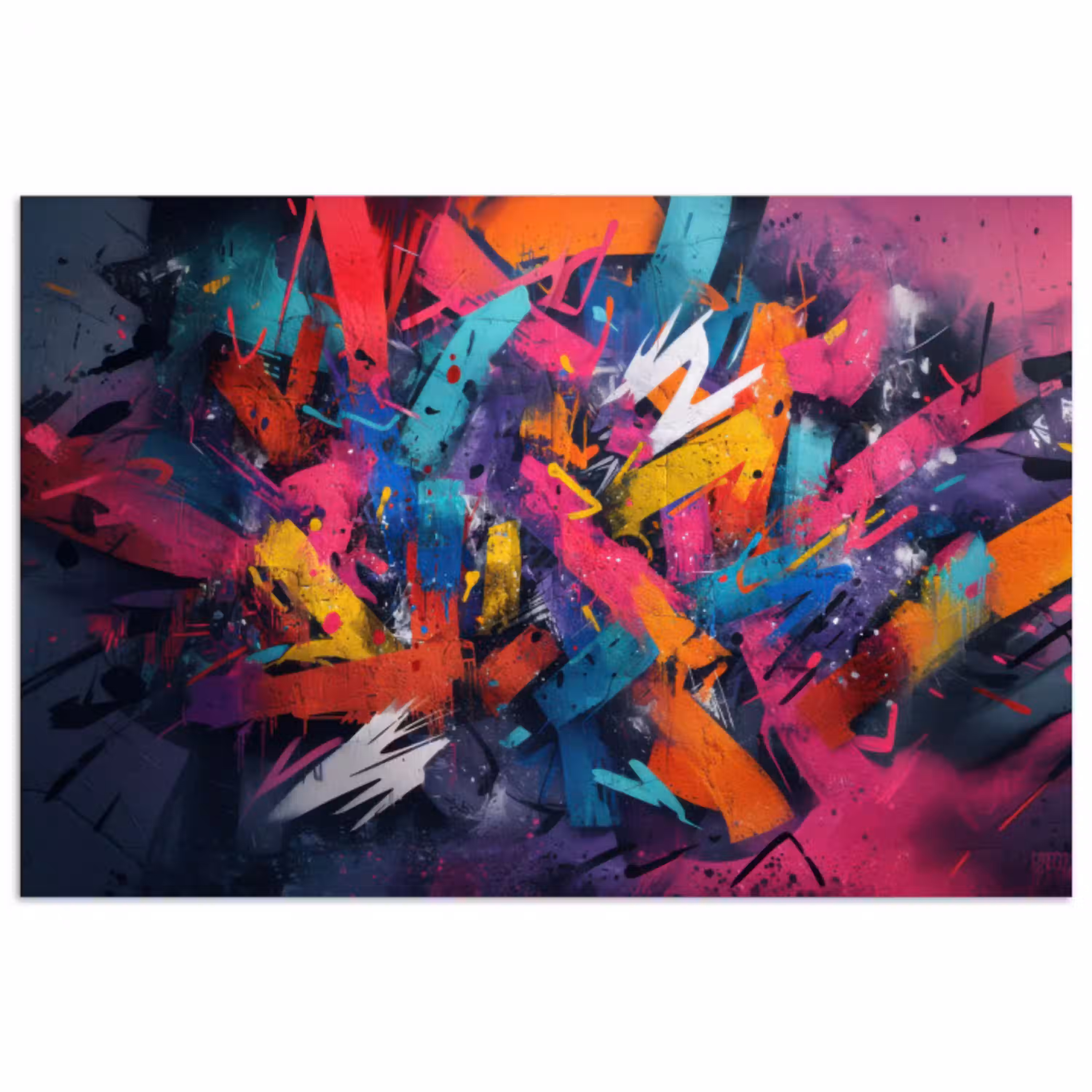 Abstract - Explosie - Neonkleuren poster papier klein -3d