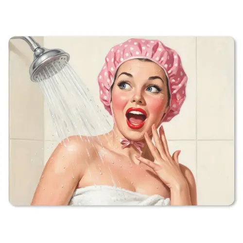Vrouw - Douche - Roze muismat rubber klein -3d