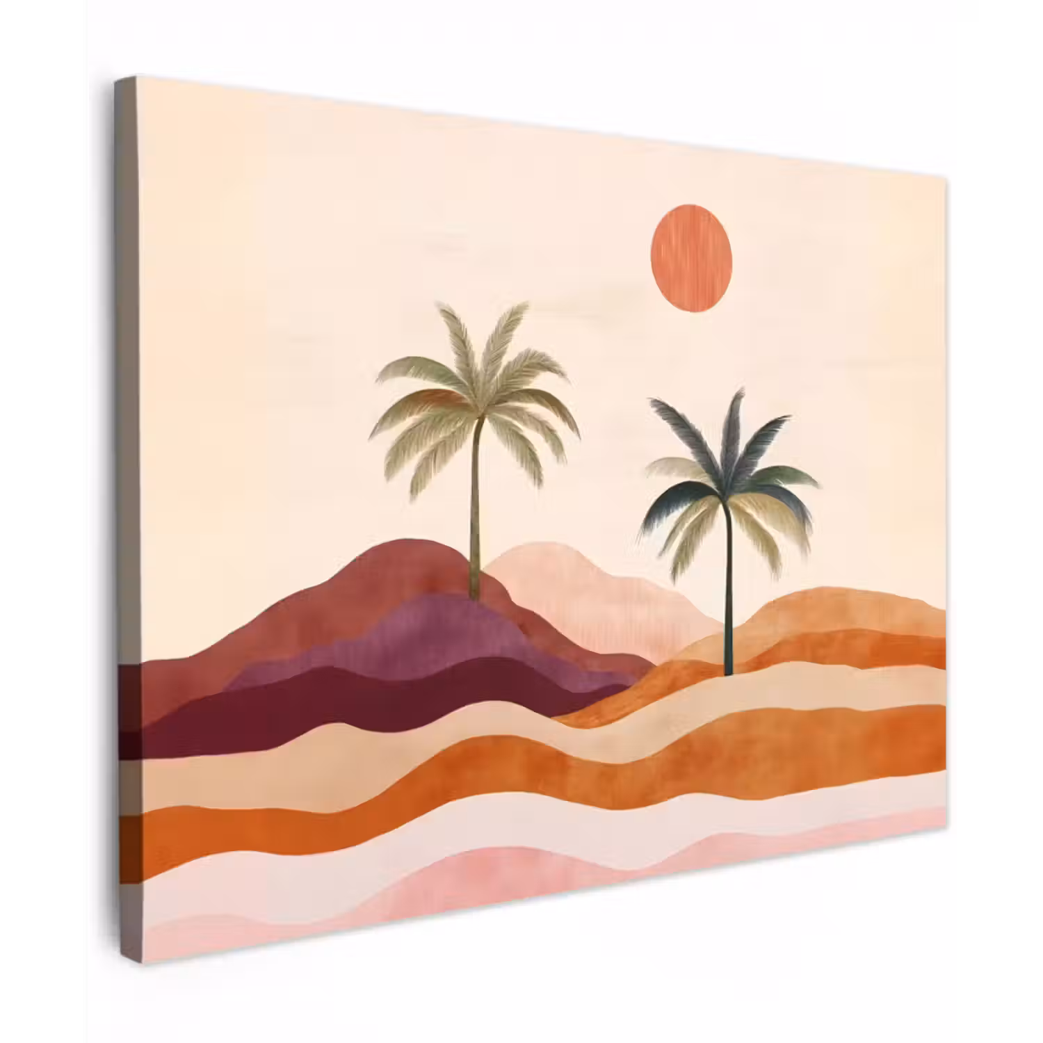 Canvas schilderij - Palmbomen - Abstract - Zon - Heuvels