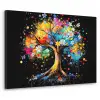 Boom - Kleurrijk - Bloemen - Zwart Textielframe - compleet frame klein -3d