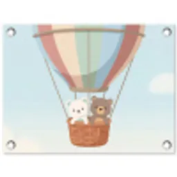 Luchtballon - Beren - Pastel tuinposter los doek klein -3d