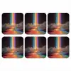 Regenboog - Verticaal - Sterrenhemel - Wolken onderzetter kurk middel -3d
