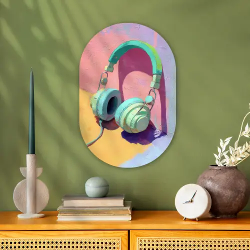 Koptelefoon - Mintgroen - Draad Wandcirkel Ovaal Forex klein -sfeer2