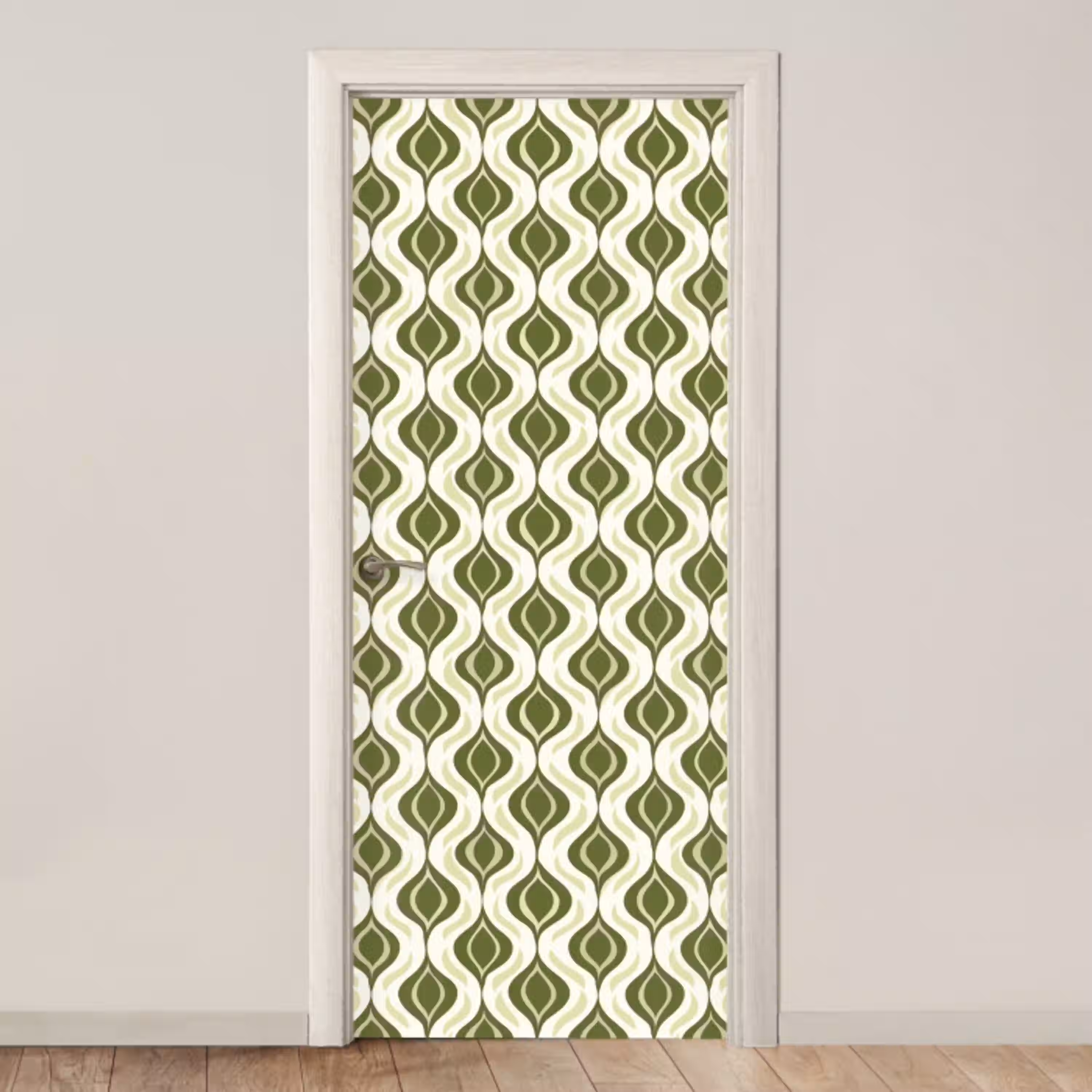 Patroon - Retro - Groen deurposter klein 289 -3d_beige