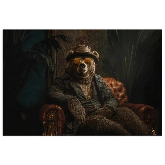 Beer - Bruin - Pak - Hoed poster papier klein -3d