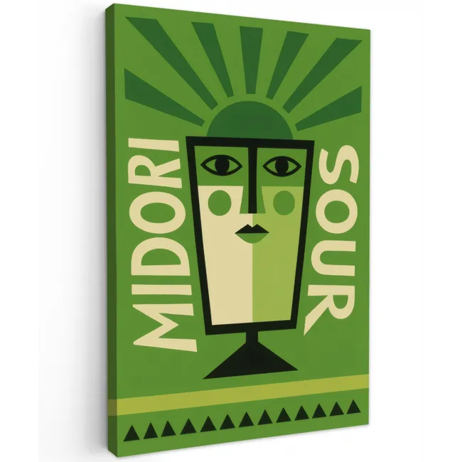 Grafisch - Art - Cocktail - Groen Tuinposter op houten frame 2 cm dik klein -3d