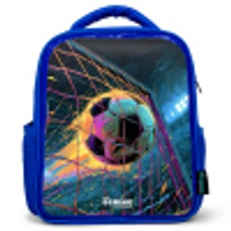 Neon - Net - Voetbal - Kleurrijk Kinderrugzak - Blauw middel -3d