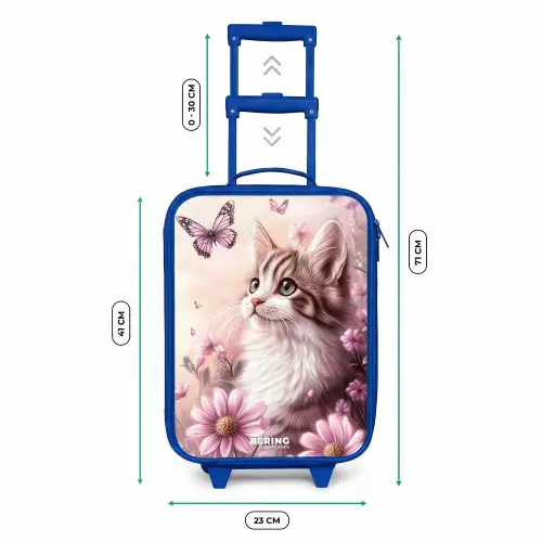 Kat - Paars - Vlinders - Bloemen Kinderkoffer - Blauw klein -productfoto_formaten