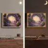 Poort - Paars - Bloemen Light Box met batterij (Wandlamp) middel -sfeer3