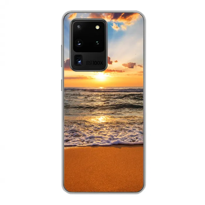 Strand - Zonsondergang - Zee - Wolken - Horizon Telefoonhoesje Samsung Galaxy S20 Ultra klein -3d