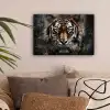 Tijger - Dieren - Portret - Luxe - Zwart canvas 2cm klein -sfeer1