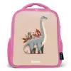 Blauwe dinosaurus op een beige achtergrond Kinderrugzak - Roze middel -3d