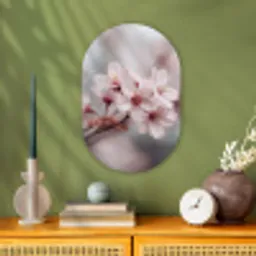 Bloesems - Meeldraden - Geel - Wazig Wandcirkel Ovaal Forex klein -sfeer2
