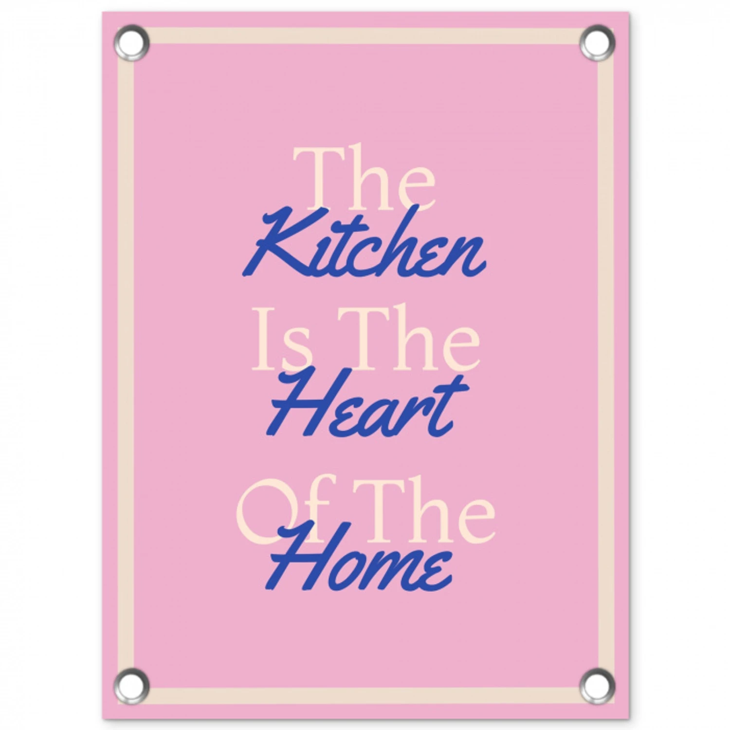 Tekst - Blauw - Keuken - Kader tuinposter los doek klein -3d