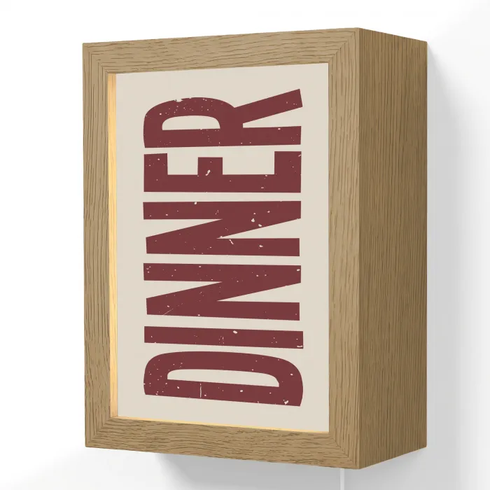 Eten - Decoratie - Rood - Vintage Light Box met kabel (Wandlamp) klein -3d