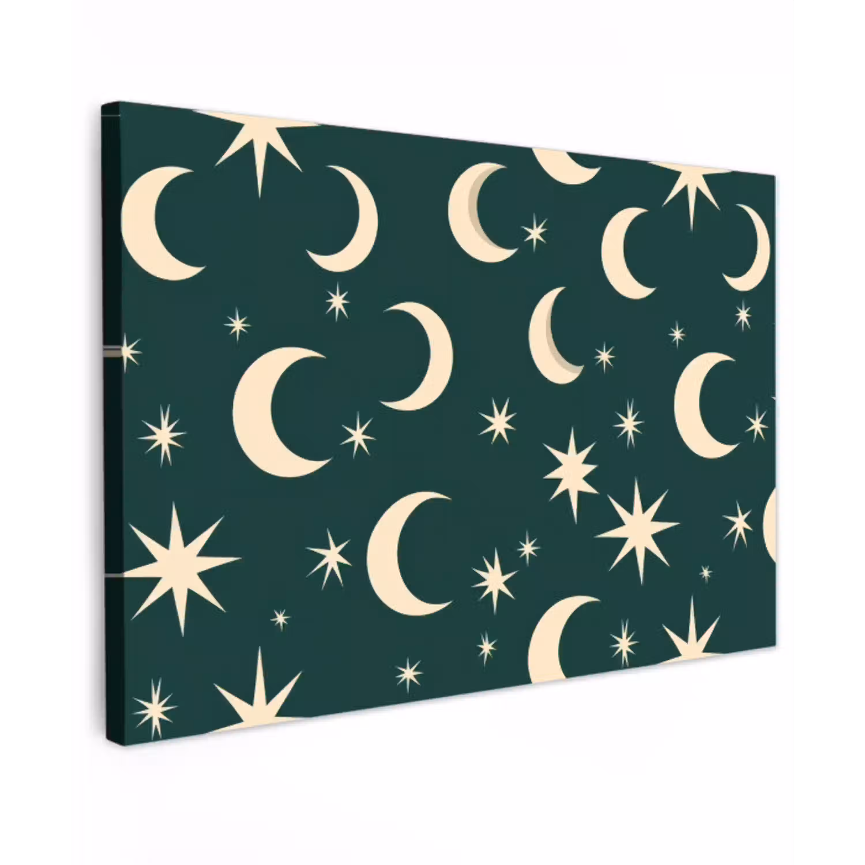 Manen - Sterren - Groen Tuinposter op houten frame 2 cm dik klein 845 -3d