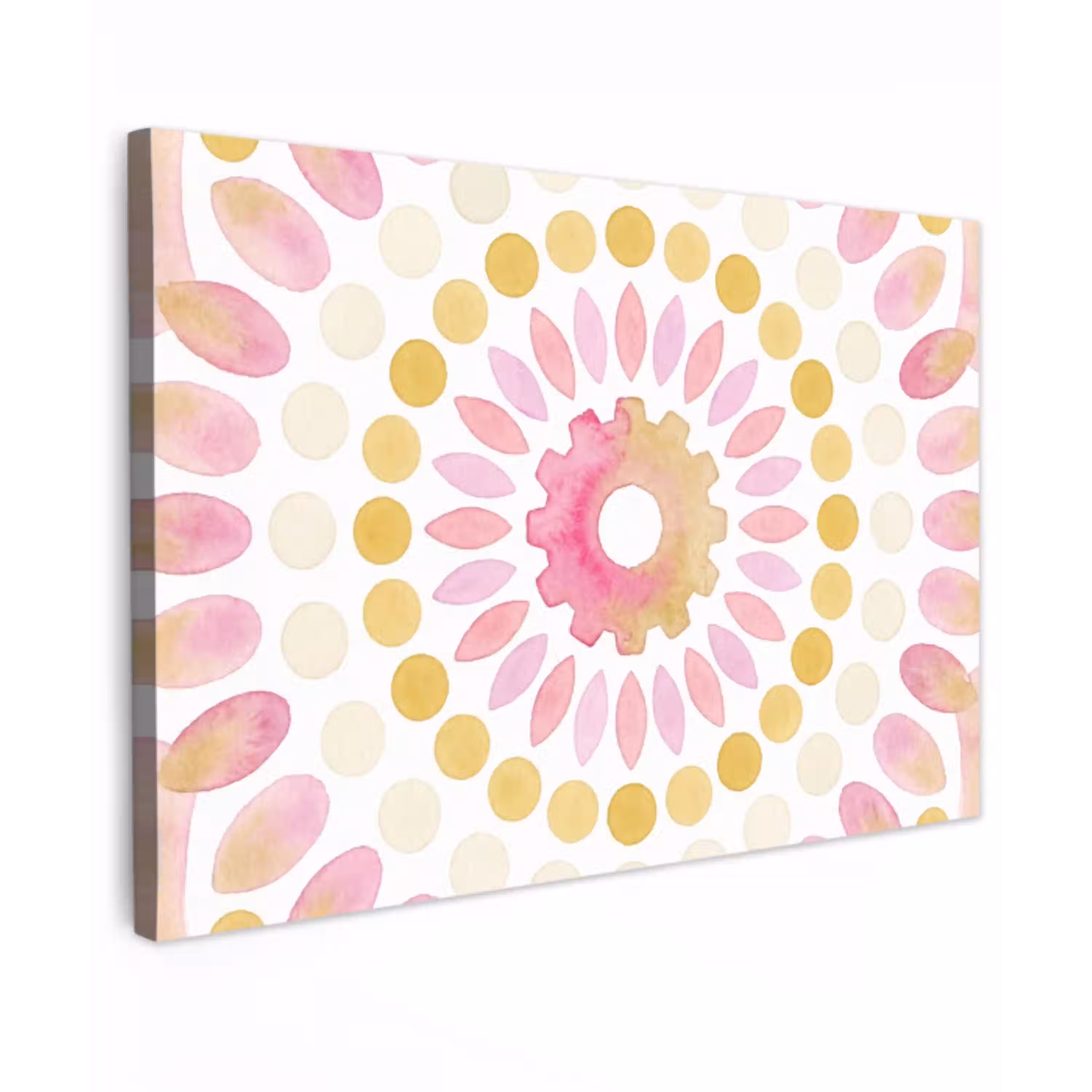 Abstract - Mandala - Kunst - Modern - Roze Tuinposter op houten frame 2 cm dik klein -3d