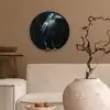 Raaf - Vogels - Zwart Wandcirkel kunststof plaat 5mm dik klein -sfeer1