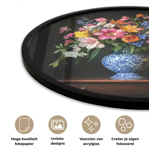 Kleur - Vaas - Bloemen - Boeket Fotolijst rond zonder passe partout klein -closeup_NL