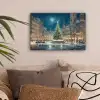 Kerstnacht - Stadsplein - Meerkleurig canvas 2cm klein -sfeer1
