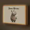 Neushoorn - Witte bloemen - Lief Light Box met batterij (Wandlamp kind) middel -z3d_website