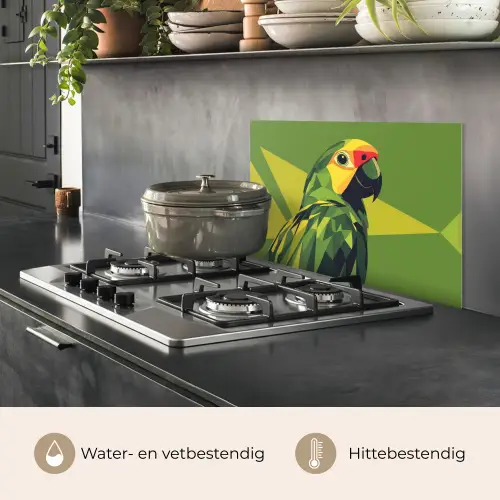 Papegaai - Groen - Snavel - Abstract keuken achterwand spatscherm klein -usp_NL