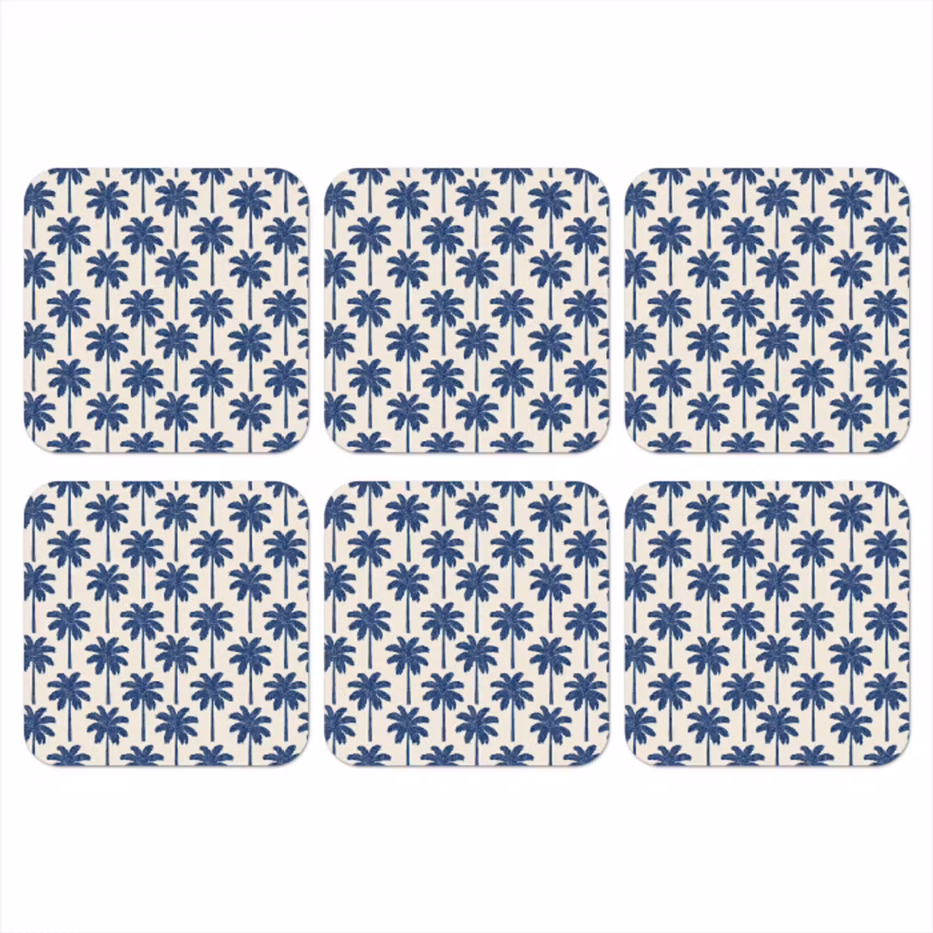 Symmetrisch - Palm - Blauw onderzetter kurk middel 366 -3d