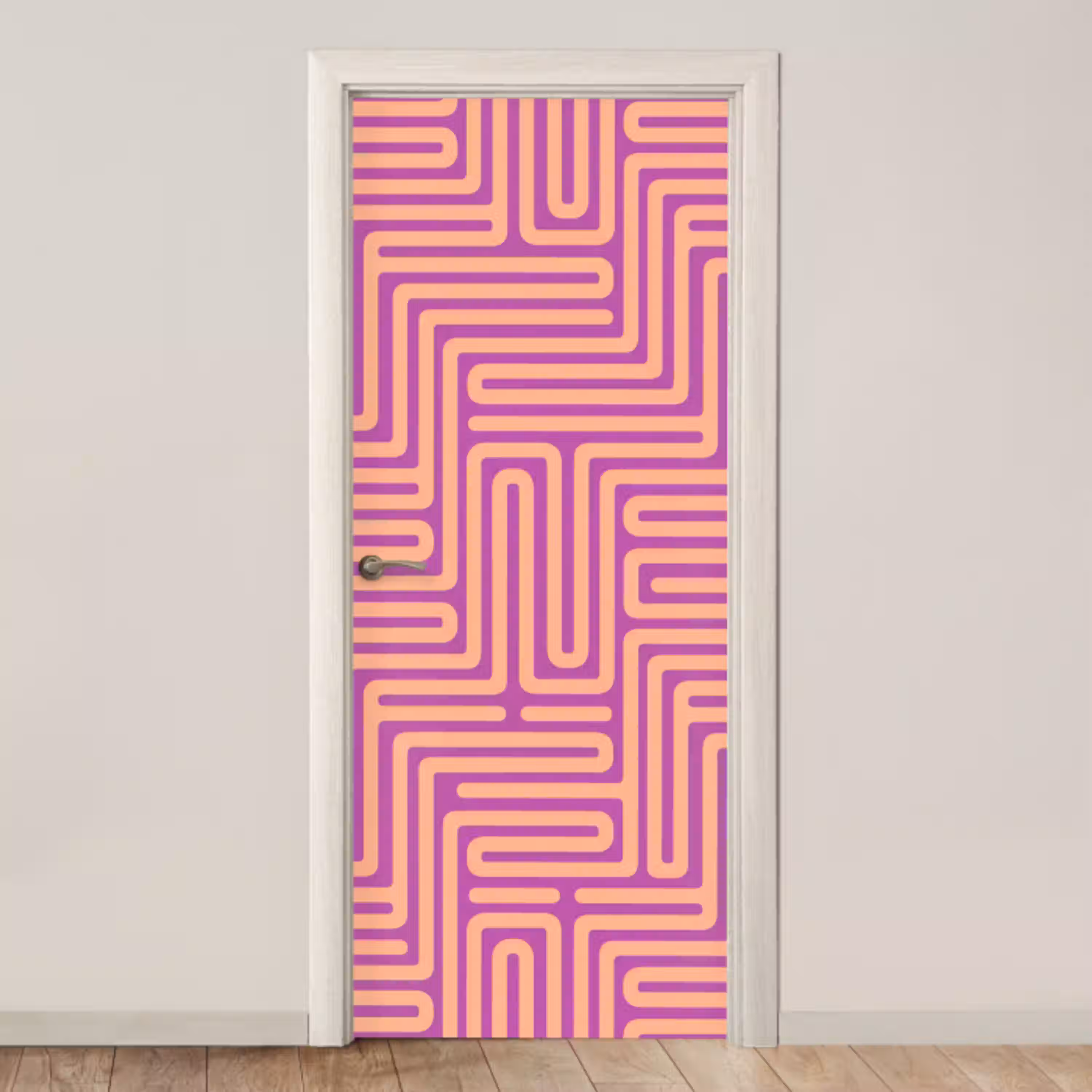 Patroon - Lijnen - Abstract - Modern - Paars deurposter klein -3d_beige