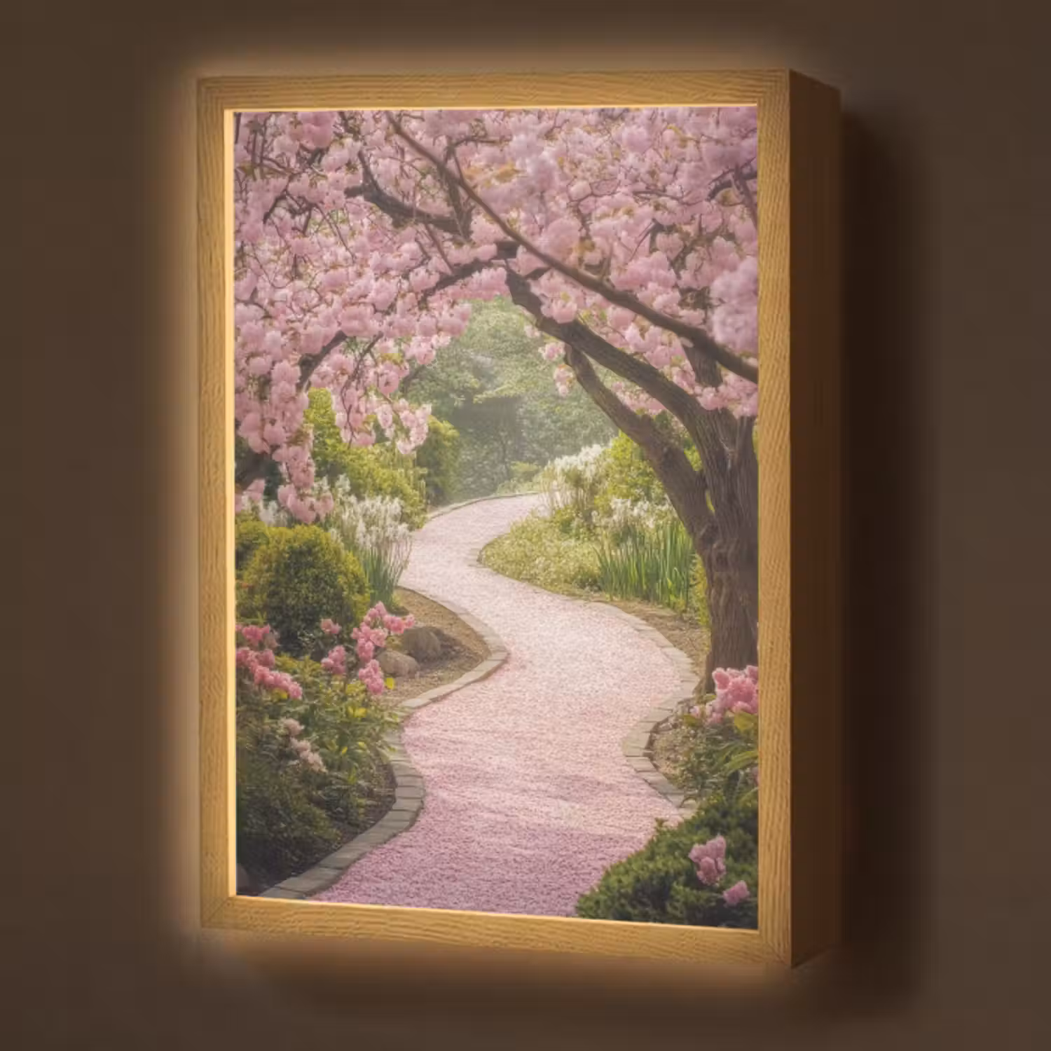 Lightbox - Wandleuchte - Kirschblüte - Natur - Sakura - Weg - Japanischer Garten