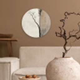 Wabi sabi - Plant - Beige Wandcirkel kunststof plaat 5mm dik klein -sfeer1
