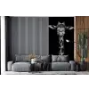 Giraffe - Portret - Dieren - Zwart - Wit fotobehang vinyl groot -bank